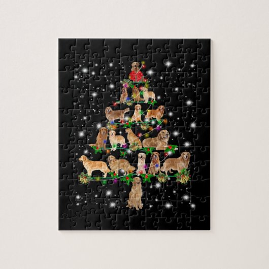 Golden Retriever kerstboom, afgedekt door Flash Legpuzzel (Verticaal)
