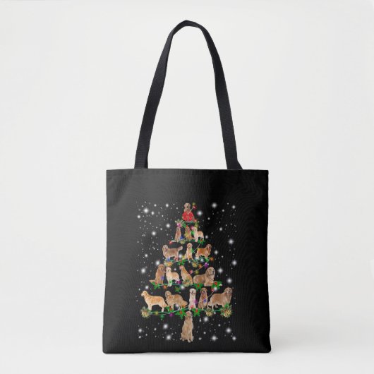 Golden Retriever kerstboom, afgedekt door Flash Tote Bag (Voorkant)