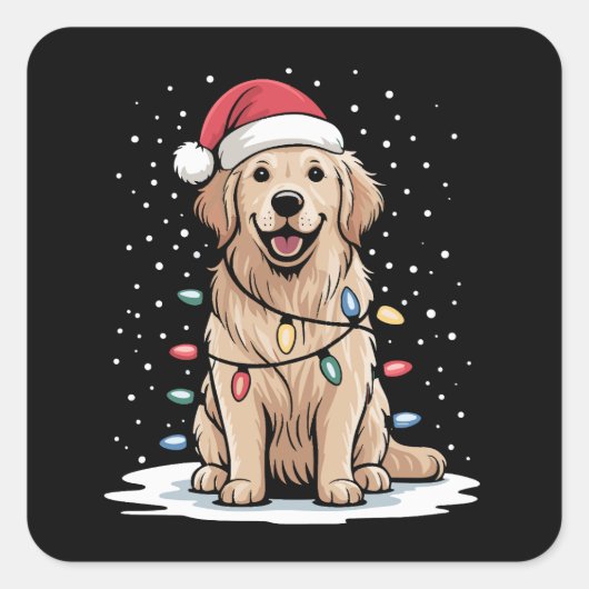 Golden Retriever kerstboom - lucifers Vierkante Sticker (Voorkant)