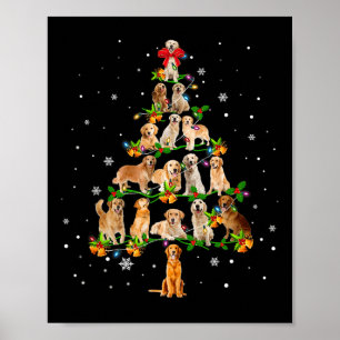 Golden Retriever Kerstboom Santa Funny Dog Lo Poster