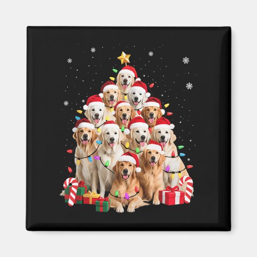 Golden Retriever kerstboomversier Xma Magneet (Voorkant)