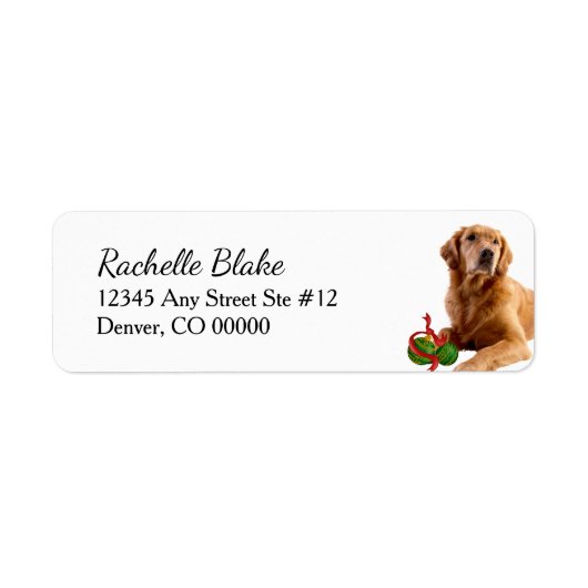 Golden Retriever kerstbultjes Retouradres Etiket (Voorkant)