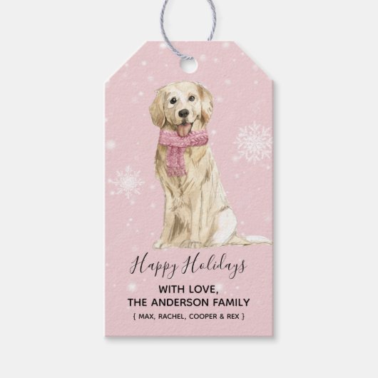 Golden Retriever Kerstcadeau Tags Cadeaulabel (Voorkant)