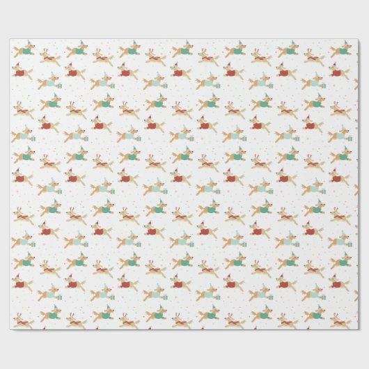 Golden Retriever kerstcadeaupapier met wieltjes Cadeaupapier (Vlak)