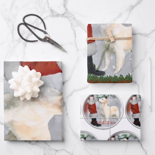 Golden Retriever kerstcadeautjes Inpakpapier Vel (Voorkant)