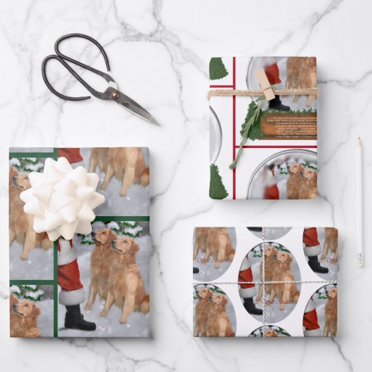 Golden Retriever kerstcadeautjes Inpakpapier Vel (Voorkant)