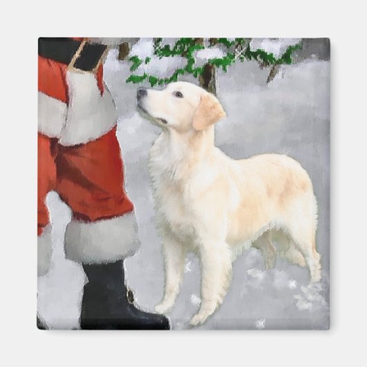 Golden Retriever kerstcadeautjes Magneet (Voorkant)