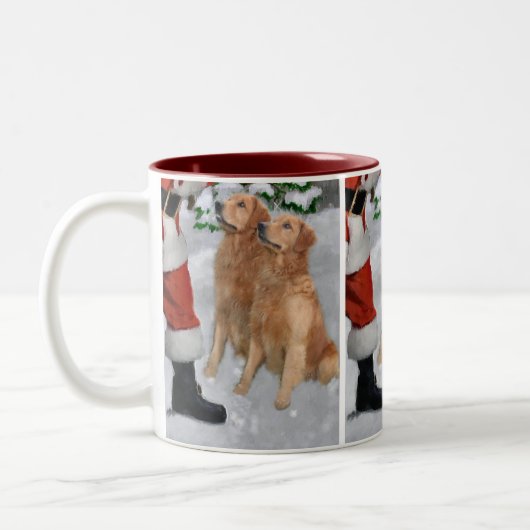 Golden Retriever kerstcadeautjes Tweekleurige Koffiemok (Links)