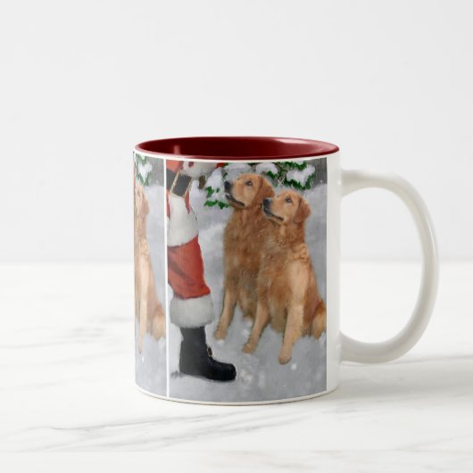 Golden Retriever kerstcadeautjes Tweekleurige Koffiemok (Rechts)