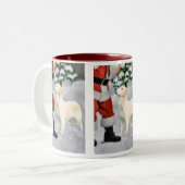 Golden Retriever kerstcadeautjes Tweekleurige Koffiemok (Voorkant links)