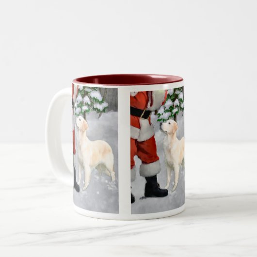 Golden Retriever kerstcadeautjes Tweekleurige Koffiemok (Voorkant links)