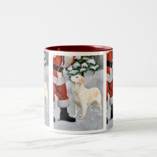 Golden Retriever kerstcadeautjes Tweekleurige Koffiemok (Center)