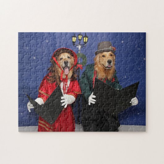 Golden Retriever KerstCarolers Legpuzzel (Horizontaal)