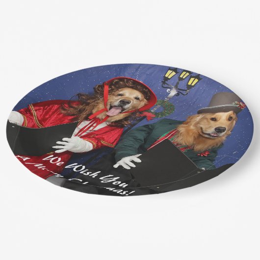 Golden Retriever KerstCarolers Papieren Bordje (Gekanteld)