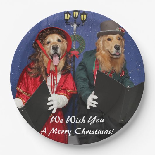 Golden Retriever KerstCarolers Papieren Bordje (Voorkant)