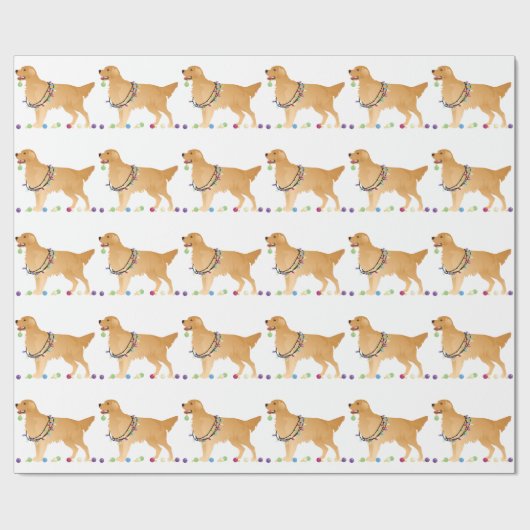 Golden Retriever kerstdesign Cadeaupapier (Vlak)