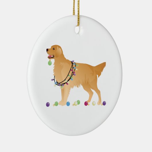 Golden Retriever kerstdesign Keramisch Ornament (Rechts)