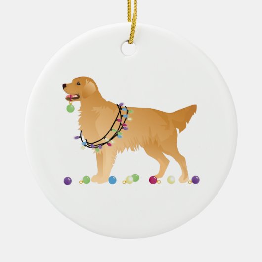 Golden Retriever kerstdesign Keramisch Ornament (Voorkant)