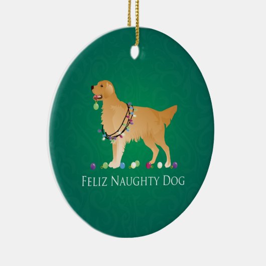 Golden Retriever kerstdesign Keramisch Ornament (Rechts)