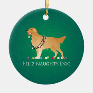 Golden Retriever kerstdesign Keramisch Ornament