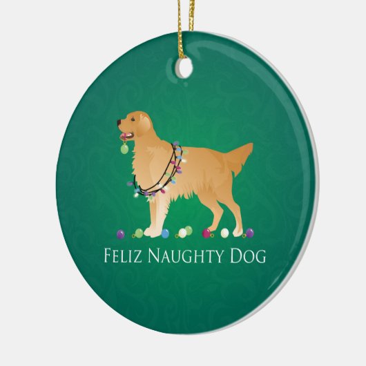 Golden Retriever kerstdesign Keramisch Ornament (Links)