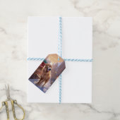 Golden Retriever Kerstfeest Seizoen Cadeaulabel (Met Touw)