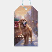 Golden Retriever Kerstfeest Seizoen Cadeaulabel (Achterkant)
