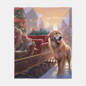 Golden Retriever Kerstfeest Seizoen Fleece Deken (Voorkant)