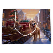 Golden Retriever Kerstfeest Seizoen Groot Cadeauzakje (Voorkant)