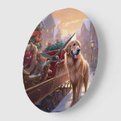 Golden Retriever Kerstfeest Seizoen Grote Klok (Hoek)
