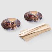 Golden Retriever Kerstfeest Seizoen Handwaaier (Niet-gemonteerd)