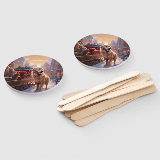 Golden Retriever Kerstfeest Seizoen Handwaaier (Niet-gemonteerd)