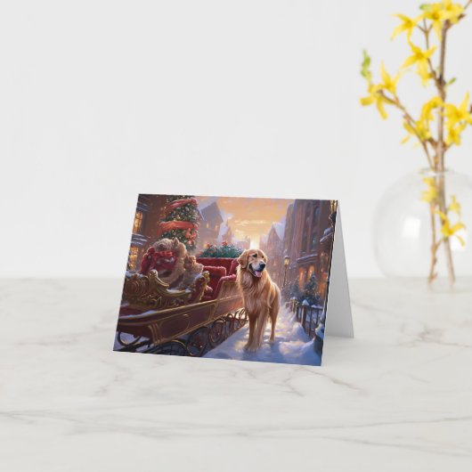 Golden Retriever Kerstfeest Seizoen Kaart (Gele Bloem)