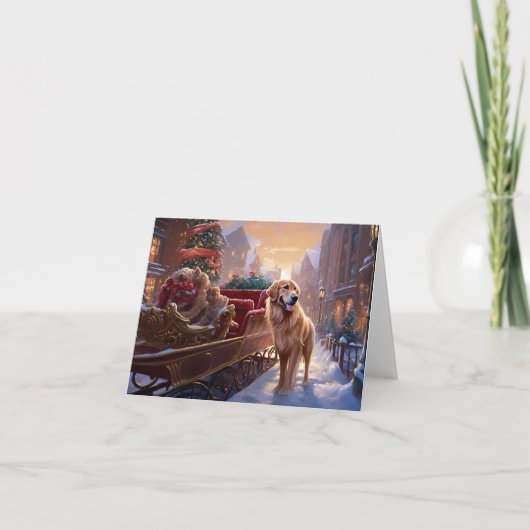 Golden Retriever Kerstfeest Seizoen Kaart (Voorkant)