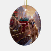 Golden Retriever Kerstfeest Seizoen Keramisch Ornament (Rechts)