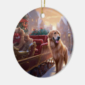 Golden Retriever Kerstfeest Seizoen Keramisch Ornament (Links)