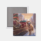 Golden Retriever Kerstfeest Seizoen Magneet (Voorkant / Achterkant)