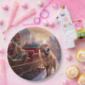 Golden Retriever Kerstfeest Seizoen Papieren Bordje (Feest)
