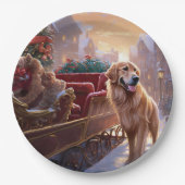 Golden Retriever Kerstfeest Seizoen Papieren Bordje (Voorkant)