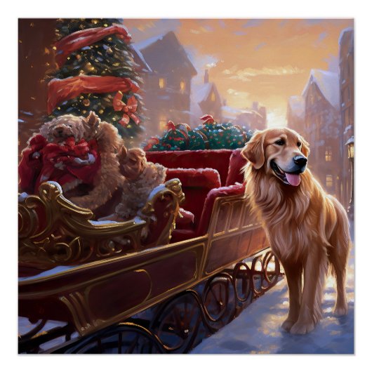 Golden Retriever Kerstfeest Seizoen Perfect Poster (Voorkant)