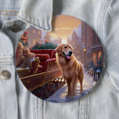 Golden Retriever Kerstfeest Seizoen Ronde Button 6,0 Cm (In situ)