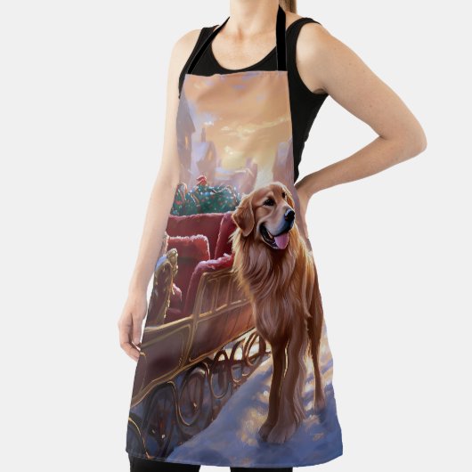 Golden Retriever Kerstfeest Seizoen Schort (Insitu)