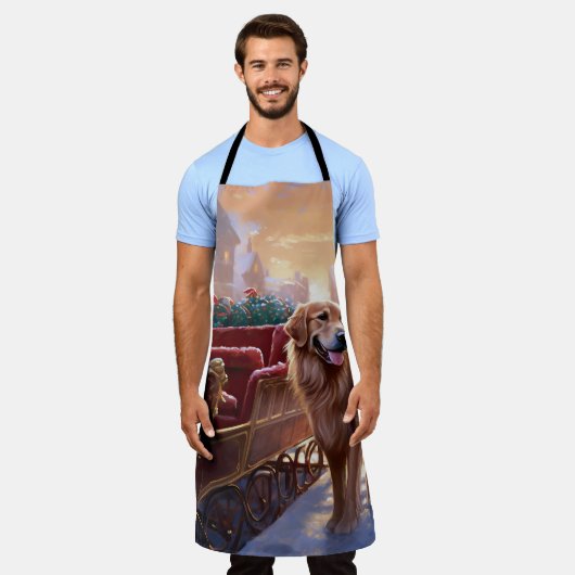 Golden Retriever Kerstfeest Seizoen Schort (Gedragen)