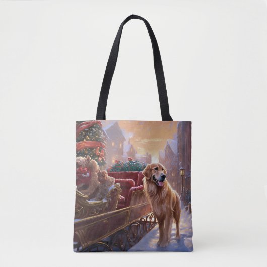 Golden Retriever Kerstfeest Seizoen Tote Bag (Voorkant)