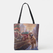 Golden Retriever Kerstfeest Seizoen Tote Bag (Achterkant)