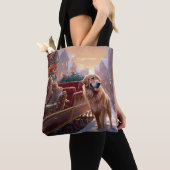 Golden Retriever Kerstfeest Seizoen Tote Bag (Dichtbij)
