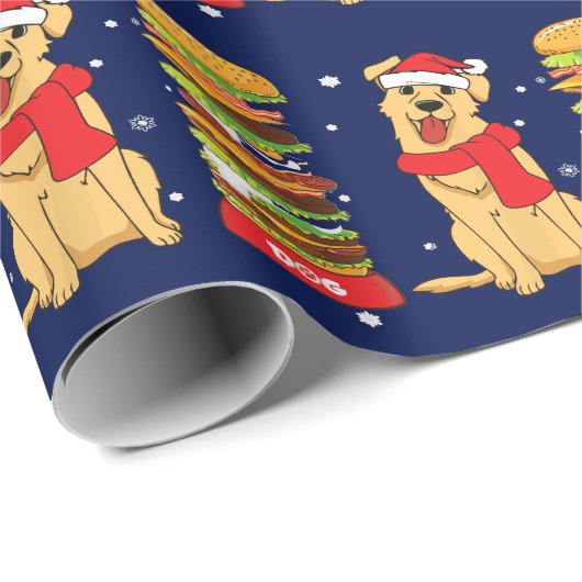 Golden Retriever kerstfeestkaart Cadeaupapier (Rol Hoek)