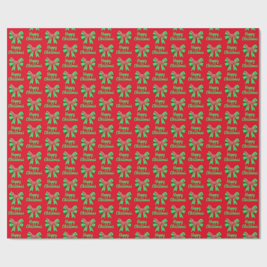 Golden Retriever Kersthond en Groene Rood Bow Cadeaupapier (Vlak)