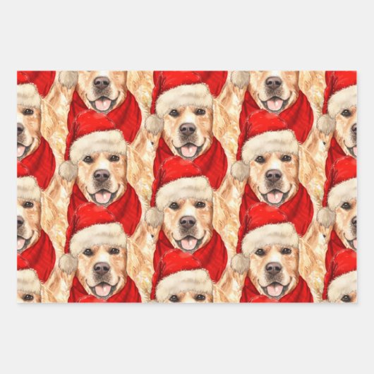 Golden Retriever Kersthond en Pset Inpakpapier Vel (Voorkant 3)