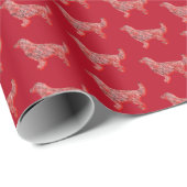 Golden Retriever Kersthond Schattige Silhouet Rood Cadeaupapier (Rol Hoek)